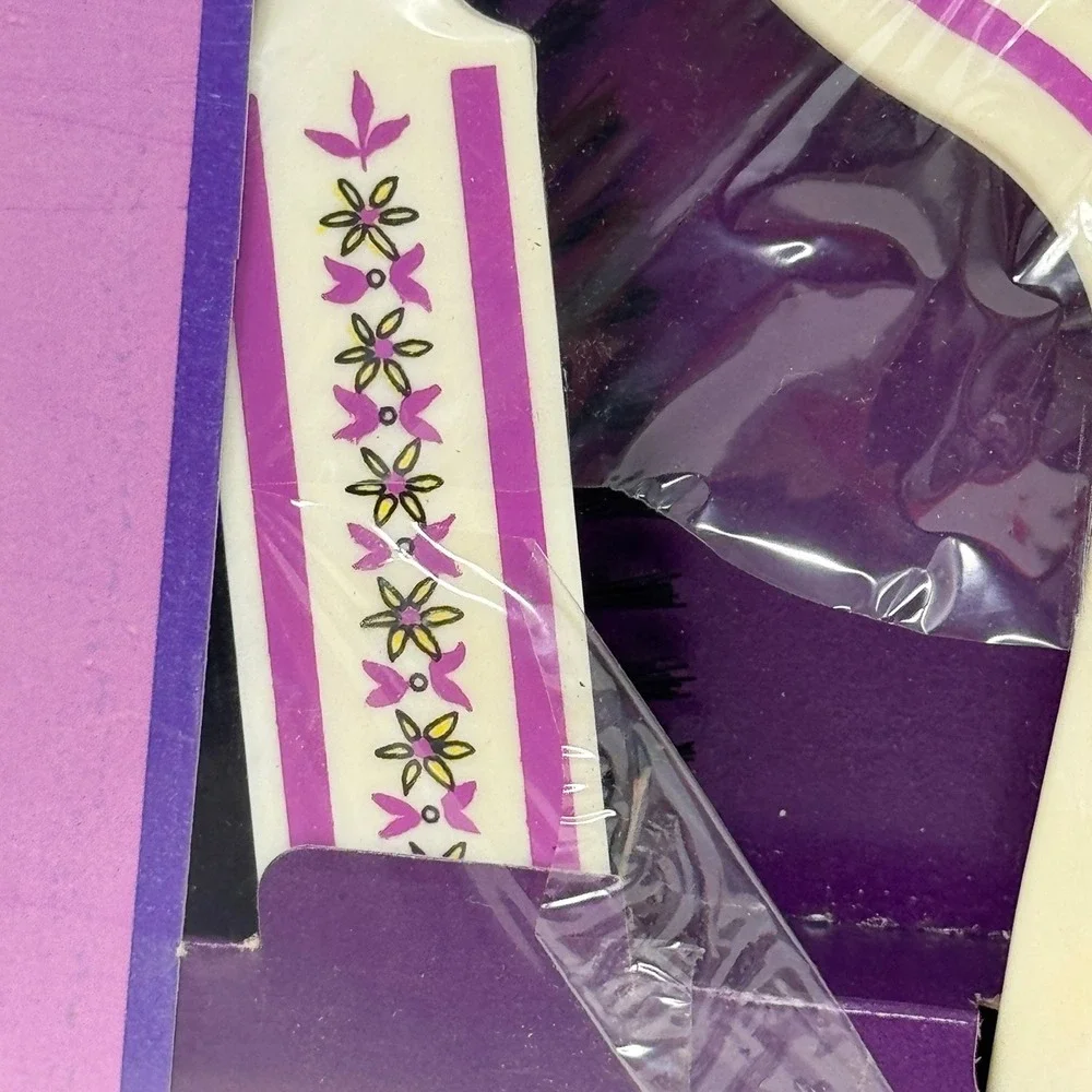 Vintage 1980 ARC Mirror Brush Comb Set Purple Floral Girl Graphic New‎ Old Stock